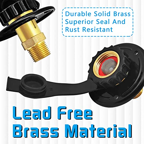 Boltigen 2Pcs Rv City Water Inlet With Check Valve, Rv Water Inlet Connection, 3/4 Nh Female To 1/2 Npt Male Lead-Free Brass Rv City Water Flange Inlet Replacement #TOP2