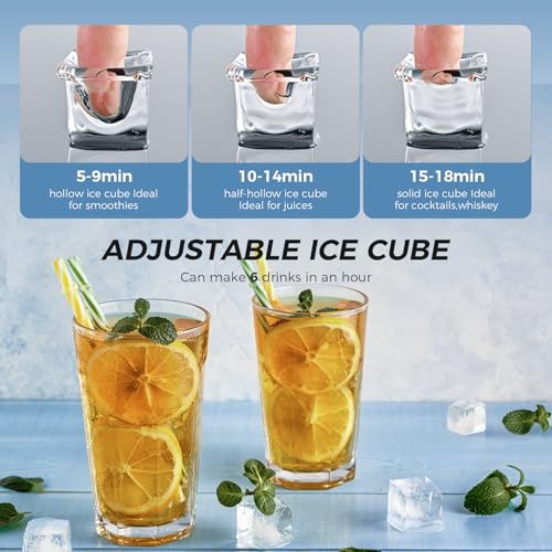 Kismile 13AF-BKKK Ice Maker Countertop, Portable Ice Cube Maker Machine With 1.5L Detachable Water Tank, 33Lbs/Day, 16Pcs/5-18Mins, 24H Timer, Self-Cleaning Small Ice Maker thumb #3