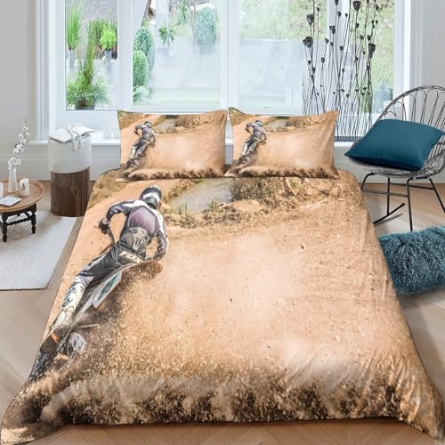 Parure de lit motocross ultra douce avec fermeture éclair pour lit double - 4