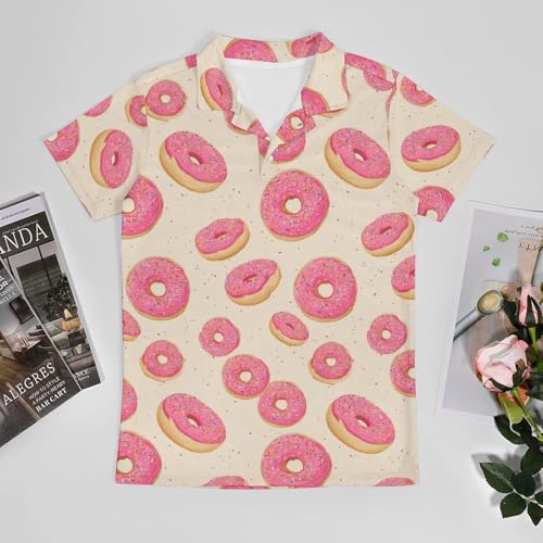 Boys' Classic Polo Shirts Short Sleeve Moisture-Wicking Golf & Tennis Shirts for Youth Teens Pink Doughnut3