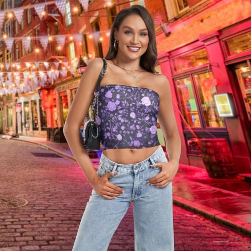 Vintage Birds Flower Butterfly Womens Tube Tops Soft Halter Tops for Women Nude Strapless for Teen Girls Club 6