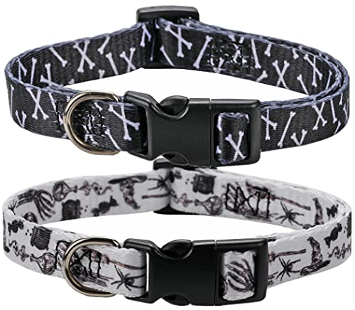 2 Stück Halloween Hundehalsband Vampir Schädel Hundehalsband Verstellbar Welpenhalsband Haustier Halsbänder für kleine Hunde Cover