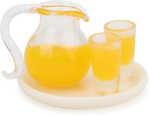 Miniatura 2 de Juego de bebidas en miniatura con bandeja para casa de muñecas 112, accesorios de cocina, 4 piezas, juego de ollas y bandejas, color naranja leche,
