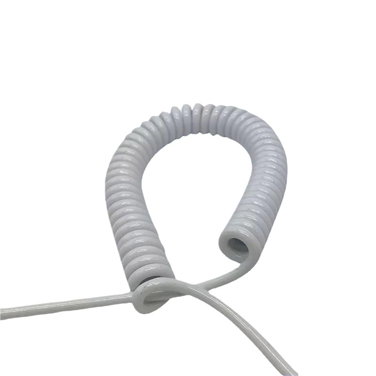 PALKSEUC Spring Spiral Spiral Expandable Wire, White Spring Cable Copper Core Telescopic PU Spiral Power Cord Multiple Sizes(15AWG,STRETCH 1.2M-3 CORE)