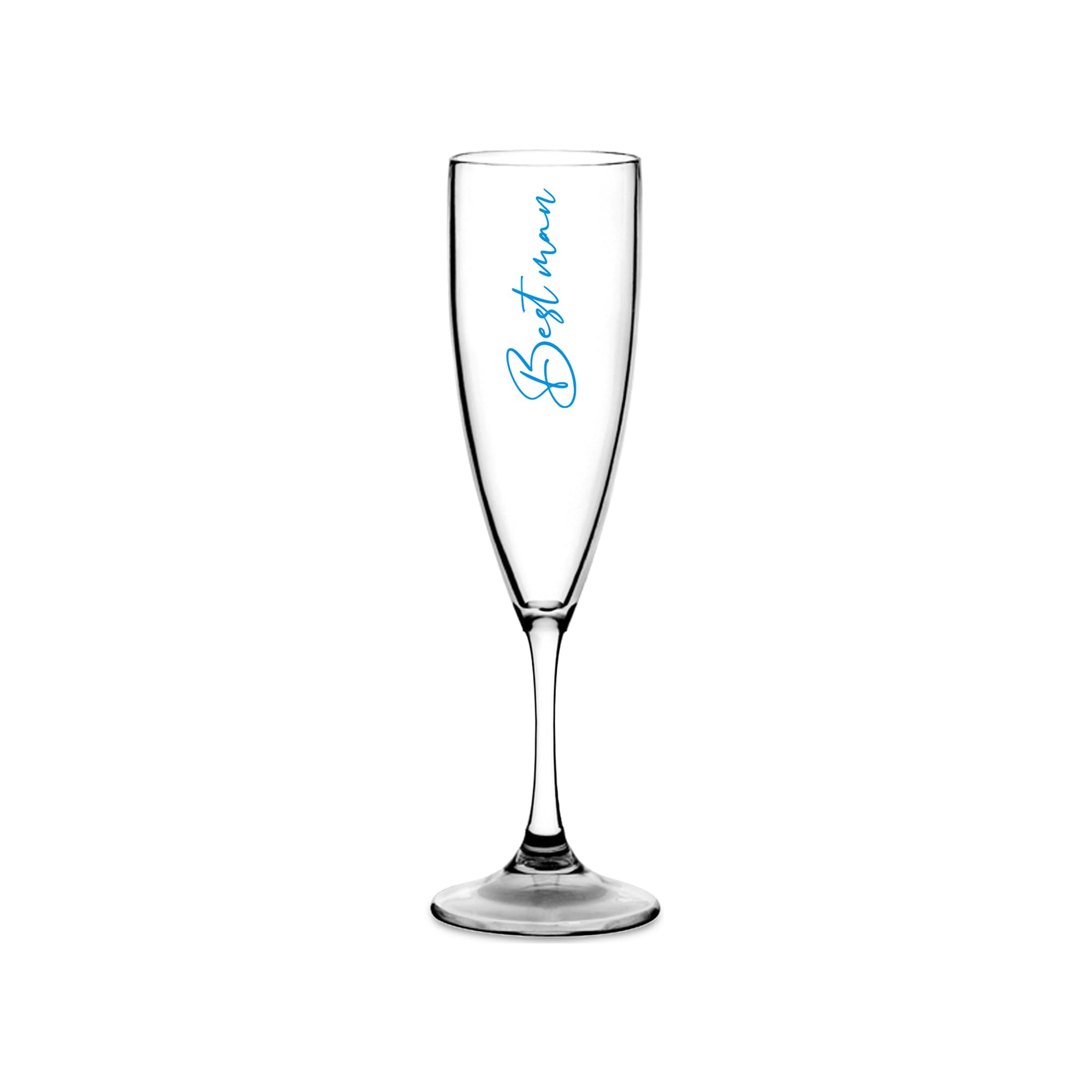 Print Maniacs Champagne Premium Clear Flute Glass Bride Groom Mr Mrs Wedding Maid Honour Wine Cocktail Prosecco Celebrations Gift (Blue, Best Man)