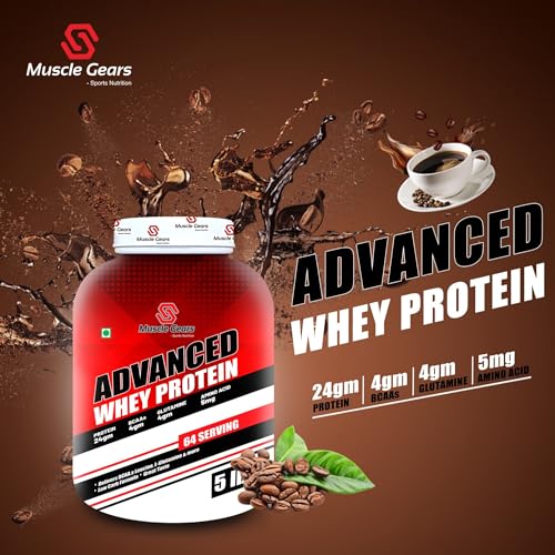 Image of Muscle Gears Advance Whey Protein Powder 4.4 LBS Coffee Flavour.