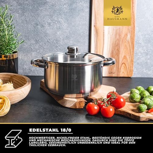 KARL HAUSMANN KARL HAUSMANN Topfset Induktion Edelstahl 4-Teilig - Kochtöpfe für Alle Herdarten - Kochtopf Set mit Glasdeckel - Töpfe mit Messskala - Topf Set - Kochtopfset - Topfsets - Pots - Induktionstöpfe - Zusatzansicht 4 | Kochtöpfe