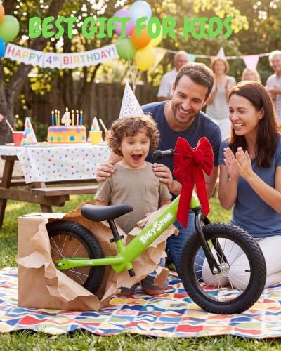 Image of bicystar 14 Inch Balance Bike for Kids 3-5, Air Rubber Tires, Pink