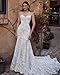 Ivory Mermaid Wedding Dresses for Bride Simple Lace Appliques Tulle Wedding Gowns V Neck Button Back Bridal Gowns for Women Ivory 2