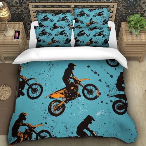 Housse de couette motocross 3D microfibre 260x220cm avec taies d'oreiller - 5