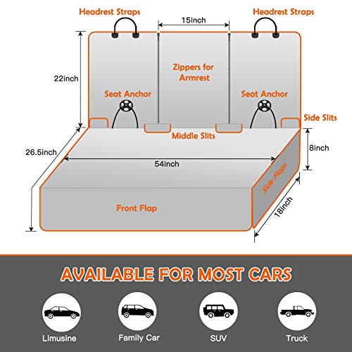Yicostar Dog Car Seat Cover Waterproof Non-Slip Bench Dog Seat Cover for Back Seat Heavy Duty Pet Seat Cover Protector Armrest Compatible for Cars Trucks and SUVs - Thumbnail 3
