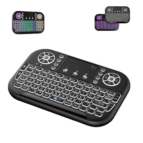 PARUHT Mini Wireless Keyboard with Touchpad,Backlit 2.4G & Bluetooth Remote Control for Smart TV,Fire TV Stick,Android TV Box,PC,Laptop,Tablet & Smartphone, Rechargeable Portable, Black PhTFBTKB
