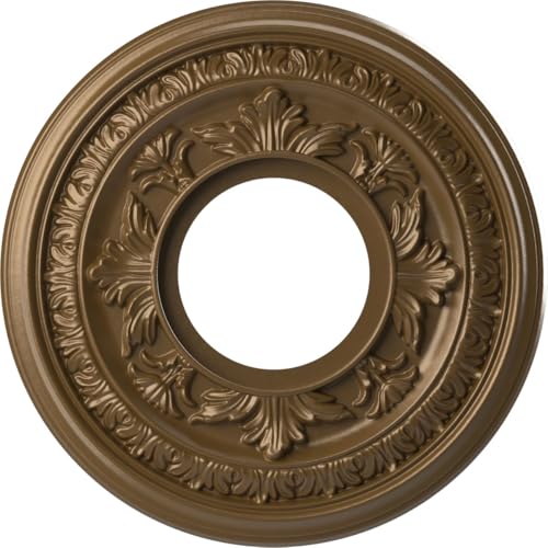 Image of Ekena Millwork CMP10BACCB Baltimore Thermoformed PVC Ceiling Medallion (Fits Canopies up to 4 1 /4 inch), 10 inchOD x 3 1 /2 inchID x 3 /4 inchP, Metallic Champagne Bronze