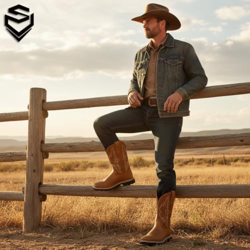 Image of SUREWAY Men's Waterproof Western Cowboy Boots-Soft /Steel Toe