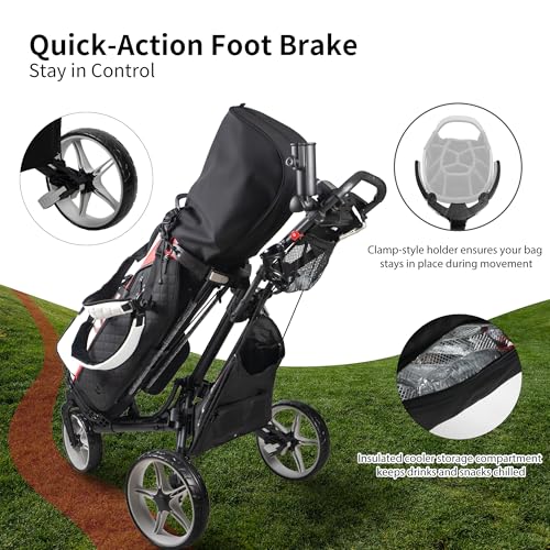 Caddytek CaddyLite One Swivel V8 Golf Push Cart - 3 Wheel Lightweight Folding Trolley with 360° Swivel Front Wheel, Cooler Basket, Umbrella and Drink Holder, Adjustable Handle by Caddytek - Image 5