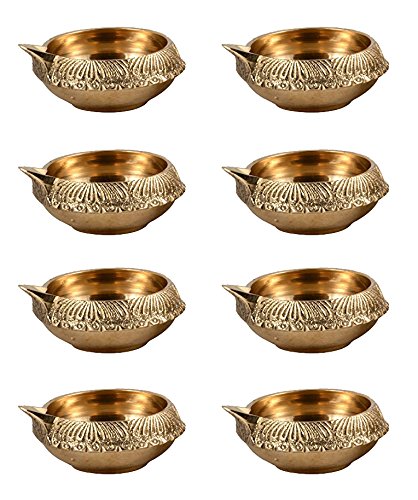 Hashcart l�mpara de aceite de lat�n hecho a mano�Diya l�mpara grabada dise�o �6,35cm de di�metro.