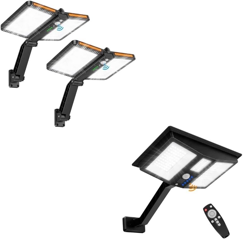 Solar Flood Lights Outdoor,218 LEDs Security Lights with Remote Control