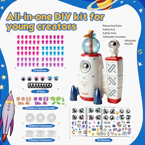 Zlshmoee 195PCS DIY Balloon Craft Kit for Kids – Space Magic Creative Balloon Toy Set with Pump, Stickers & Decorations, Fun Arts and Crafts Activity, Perfect Birthday & Holiday Gift for Boys & Girls