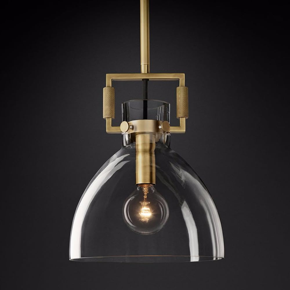 Duża złota szklana lampa wisząca na wyspę kuchenną, unikalne oświetlenie przemysłowe w stylu vintage, zabytkowy żyrandol wiejski, do jadalni, sypialni, korytarza, restauracji, baru