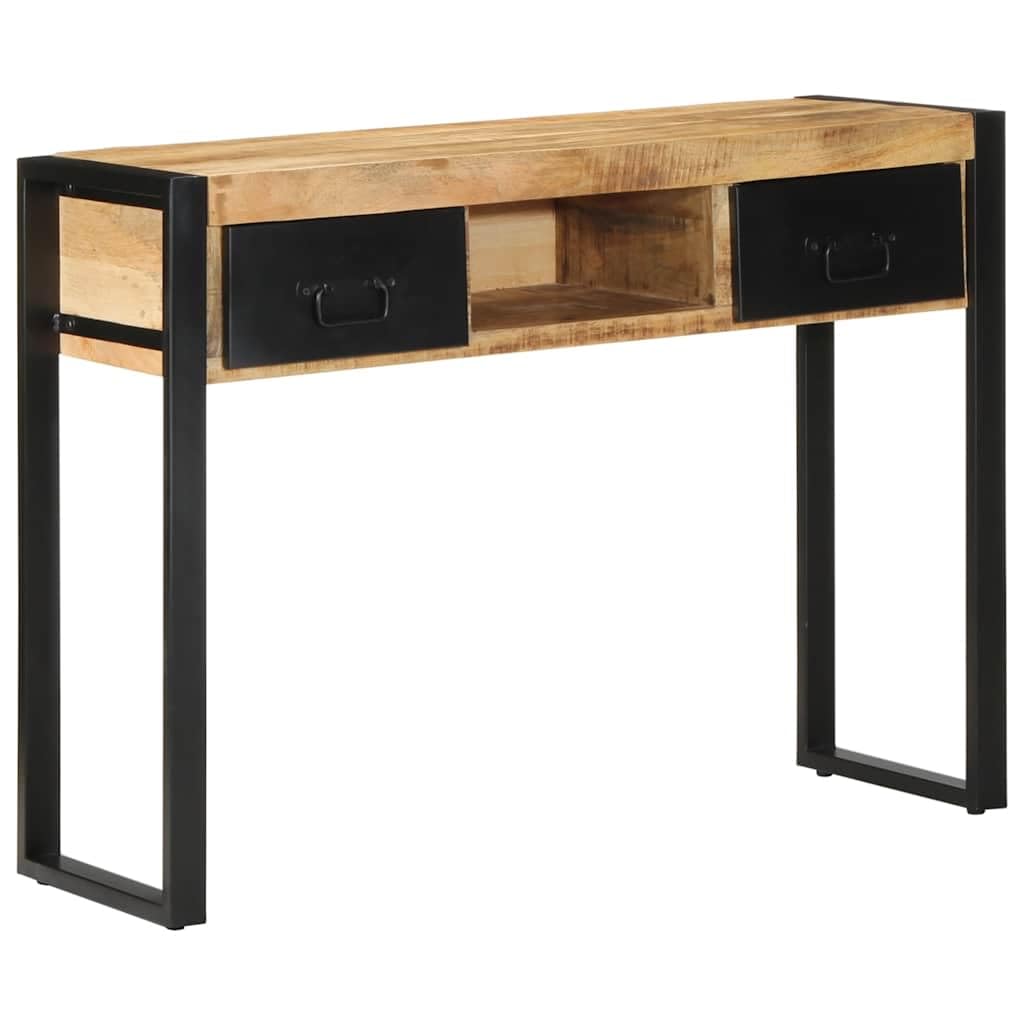 Stolik konsolowy z szorstkiego litego drewna mango, 100 x 35 x 75 cm, z szufladami do korytarza, salonu, jadalni, przedpokoju, przechowywania i dekoracyjnej półki