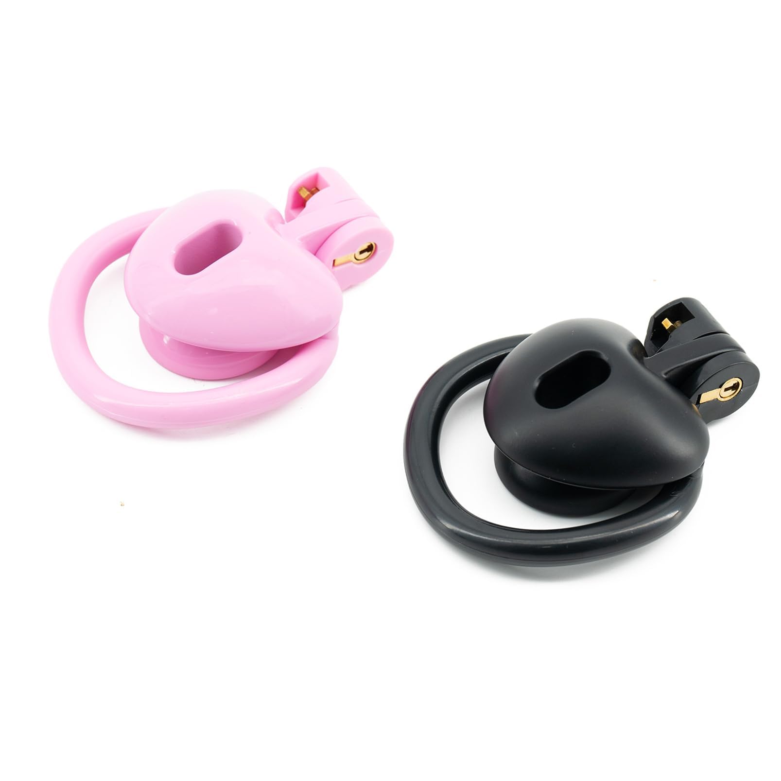 Gabbia per pene cava con cinturino in pelle a tre vie e 4 anelli per il pene, giocattolo sessuale per uomini, cintura di castità per schiavitù e contenimento del pene (Pink,S)