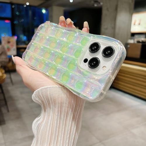 Coque iPhone 14 colorée à pois 3D avec reflets brillants plaqués