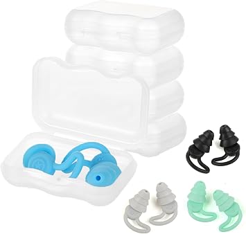 4 Pairs Swimming Ear Plugs for Adults, 2026 Upgraded Platinum-Cured LSR EarPlugs, Waterproof and Reusable, Ear Protection for Swimming, Showering, Surfing, Diving and Water Sports (Three Layer)