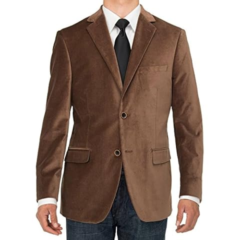 GN Luciano Men's Two Button Velvet Suit Jacket Working Buttonholes Blazer (38 Regular US / 48R EU, Camel) Cover