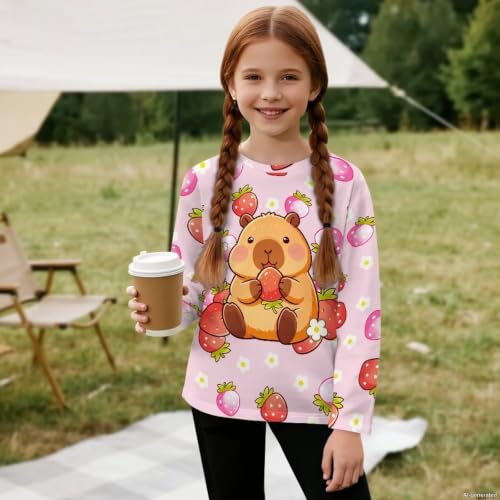 Image of WELLFLYHOM Long Sleeve T-Shirt for Boys Girls 3-16 Years Old Tee Tops Crewneck Pullover Shirts Fall Outfits