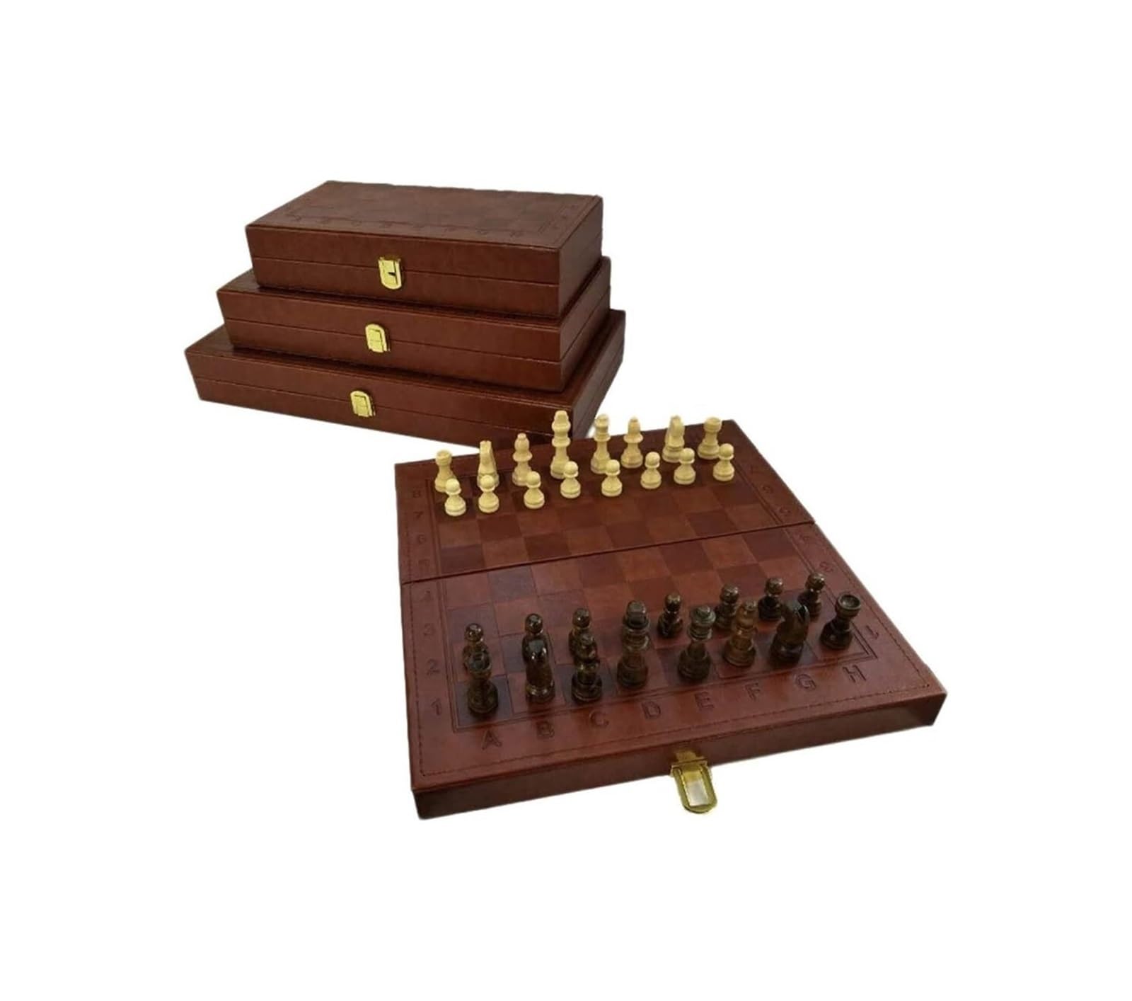 Juego de Madera, Plegable, Estrategia Lujo, Viaje, for Principiantes, Niños Adultos(13.4inch)