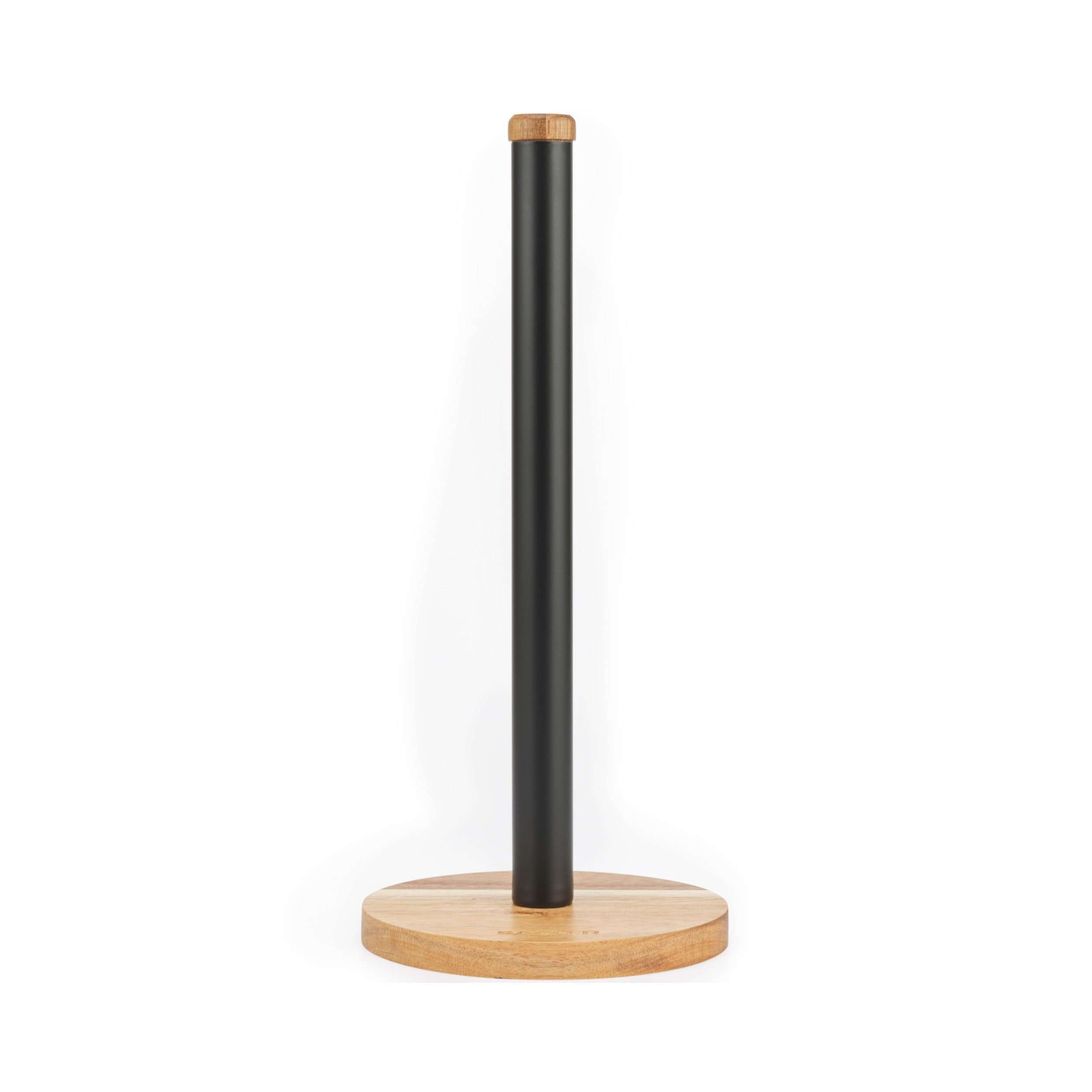 Salter Toronto Kitchen Roll Holder, Freestanding, Acacia Wood, Black