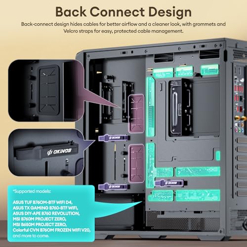 Image of Okinos Air Cross, Genuine Walnut Wood ATX Case, 3x140mm PWM Fan & 2x120mm Reverse PWM Fan Pre-Installed, Airflow Optimized Mesh Panels, Back-Connect Motherboard Compatible, Mid Tower PC Case, Type C