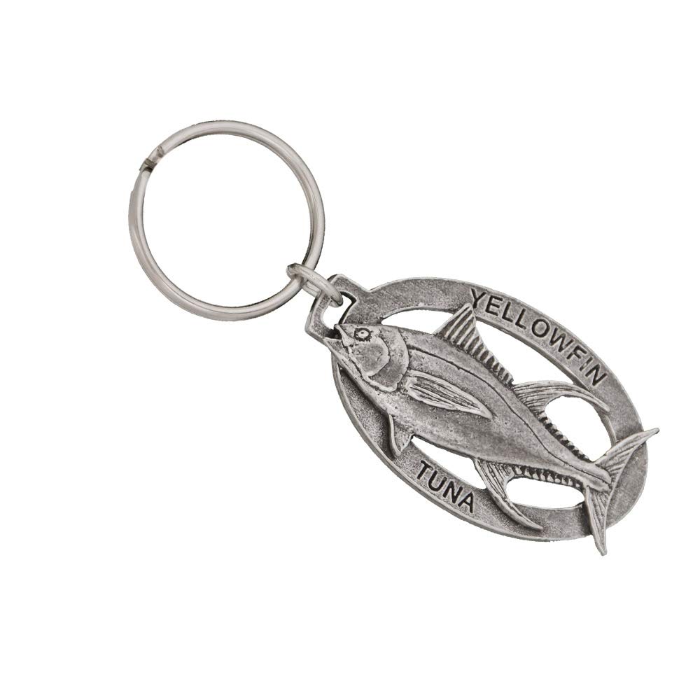 Creative Pewter DesignsYellowfin Tuna Keychain, Pewter, S011KC, 2”, 100% Handmade in the USA, Tuna Keychain, Yellowfin Tuna Key Chain, Fish Keychain, Key Ring, Key Fob, Fishing Gift, 200 Fish Designs Available.