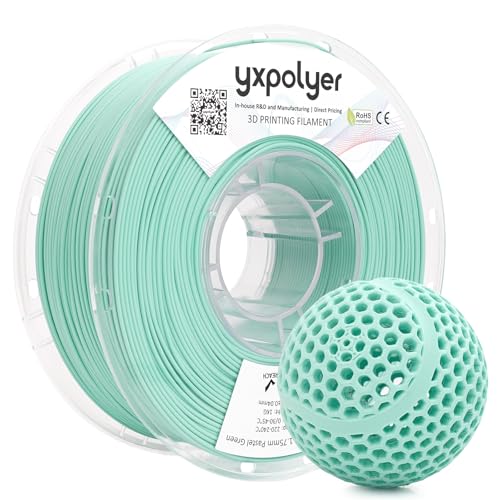 YXPOLYER Filamento Flexible PLA Pro para Impresora 3D, Verde Menta, para Imprimir Balones de Baloncesto sin Aire, PLA Suave Ligero y Altamente Elástico 1,75 mm 1 kg con Carrete de PC Reutilizable