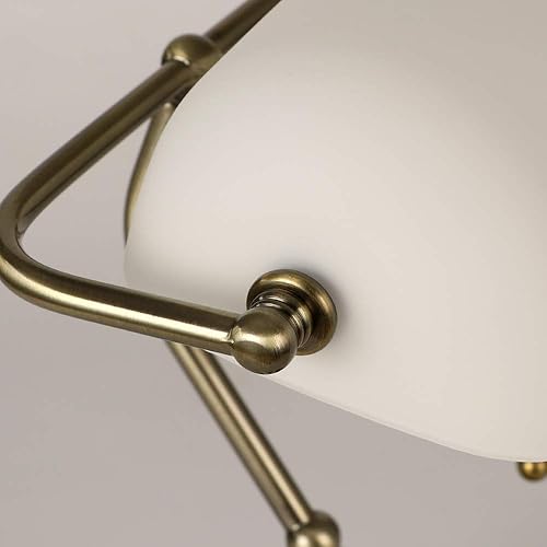 Miniatura 4 de Newrays Glass Bankers - Lámpara de escritorio con interruptor de cadena de tracción, acabado de latón satinado (blanco)