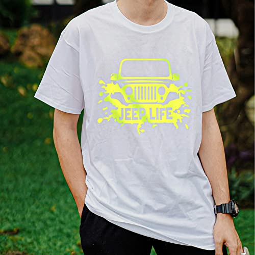 Image of VINYL FROG Neon Yellow Heat Transfer Vinyl Roll 12 inch x5ft Matte HTV Vinyl | Neon Yellow Iron on Vinyl for T-Shirts, Stretchy & Machine Washable Heat Press Vinyl for DIY Craft Designs