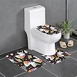 Gearsly Lot de 3 tapis de salle de bain super doux en forme de U avec motif licorne et crème glacée, tapis de bain antidérapant, absorbant l'eau, lavable, décoration d'intérieur