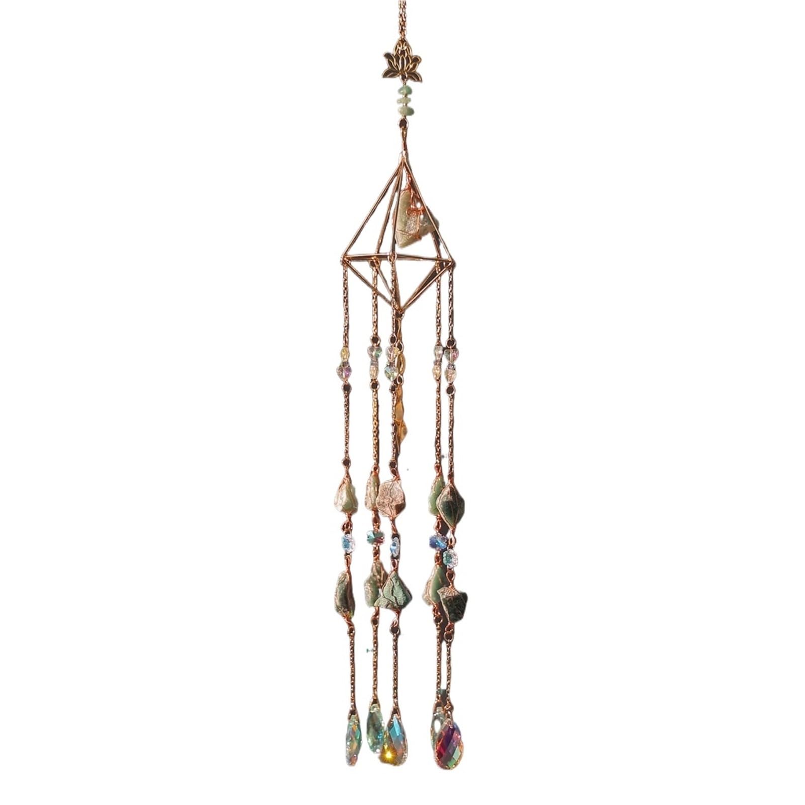 ZUXWUX Sun Catcher Dream Catcher Wall Hanging Moon Star Sun Crystal Stone Garden Bedroom Decorations(Color2)