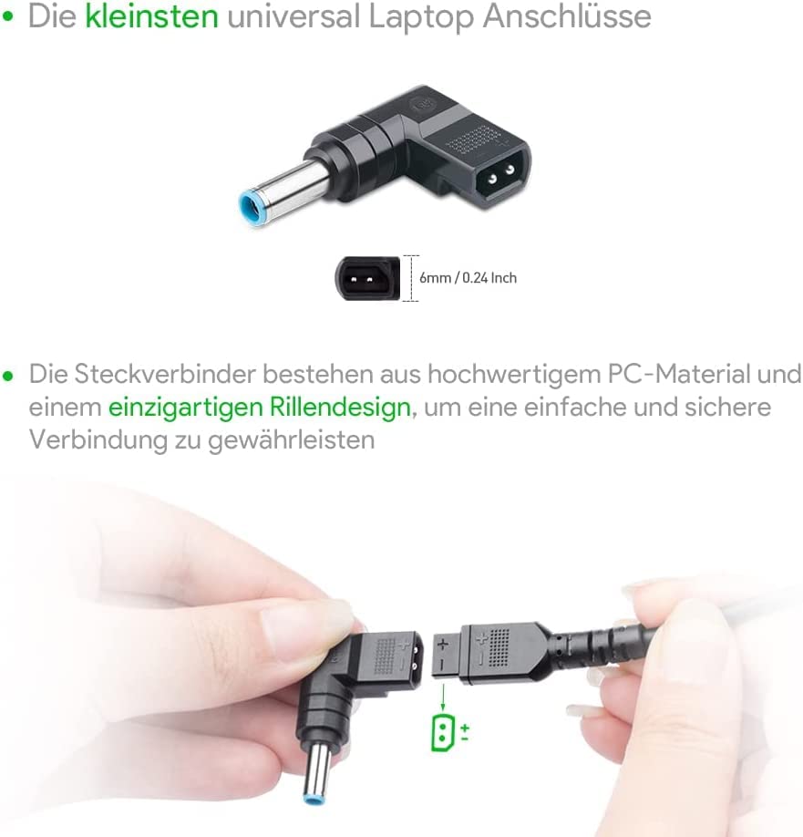 HKY Chargeur universel pour ordinateur portable HP Stream Chromebook Acer Aspire Asus Lenovo ideapad Yoga Dell XPS Fujitsu Moniteur Asus Mini PC JBL Haut-parleur Medion XGIMI 65 W