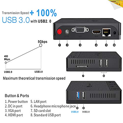 Beelink BT3PRO II Mini PC, Mini Computer Desktop con HDMI e VGA, Processore Intel Atom X5-Z8350, WiFi da 4GB+64GB, 2,4G/5,8G Dual Band, BT 4.0, 4K, 1000 Mbps LAN, Supporto Windows 10
