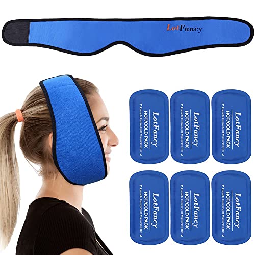 LotFancy Gel Ice Pack with Wrap, Reusable Hot Cold Pack for Therapy, Pain Relief for TMJ, Wisdom Teeth, Face, Head, Chin Jaw Oral and Facial Surgery, Dental Implants