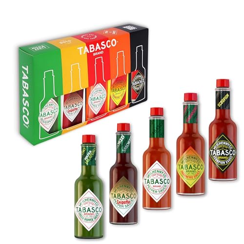 Tabasco Set de Regalo Original de salsa - Set de Regalo de Salsa Picante de Lujo con 5 Sabores Diferentes (5 x 60 Mililotros) - Ingredientes 100% Naturales.