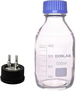 DONLAB MBV-5002 Glass 500ml Round Media Storage Bottle Reagent Bottle With SUS 316 M-2-Through Cap GL45