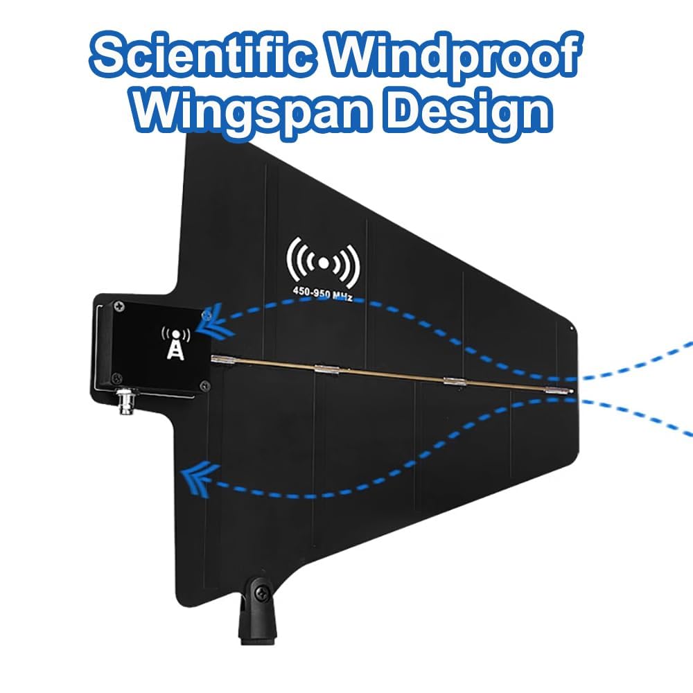 Sistema di distribuzione dell'alimentazione dell'antenna UHF, sistema microfonico wireless con antenne direzionali attive, gamma di frequenza 450-950 MHz, con 2 antenne a paletta per spettacoli teatra