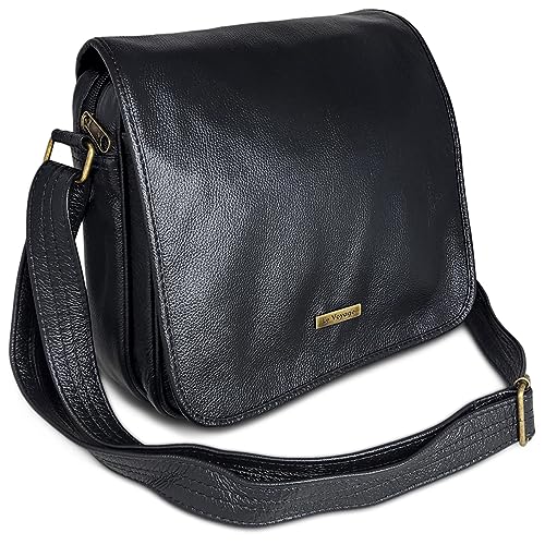Bolsa Carteiro Masculina Alça Tiracolo Feita De Couro Bovino Cor:Preto