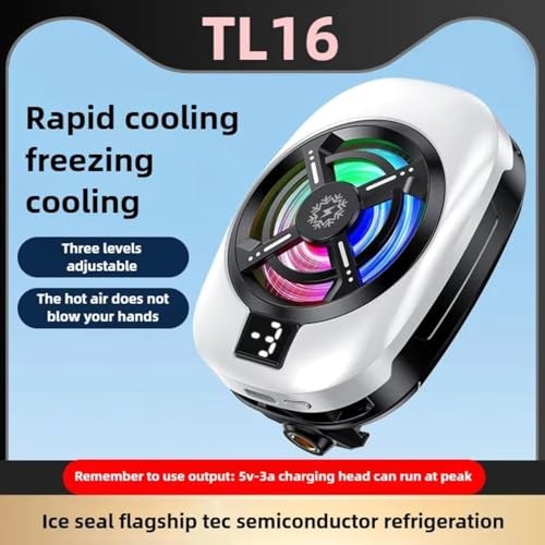 Image of PROXN Instant Mobile Cooler with 1 /4 inch Screw Hole, Mobile Cooler with 3 Cooling Modes, LCD Display, RGB Light, Semiconductor Technology Instant Gaming Cooling Fan for iOS and Android Phones (TL-16)