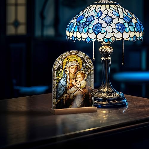 Estatua decorativa Virgen María acrílica para altar miniatura 5