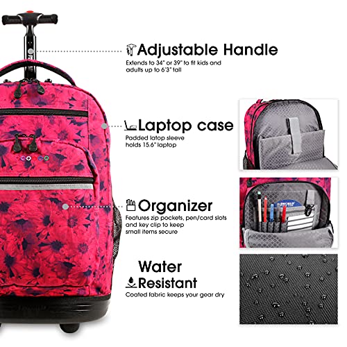 Image of J World Sundance Laptop Rolling Backpack for Girls Boys. Roller Bookbag with Wheels, 20 Inch, Bellis