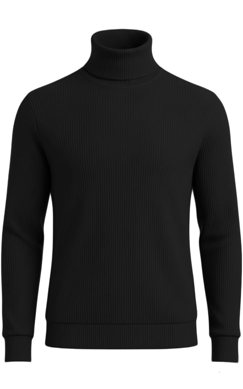 rosario Men's Cotton Blend Turtleneck Sweater, Black, Long Sleeve Pullover Style-picture-15