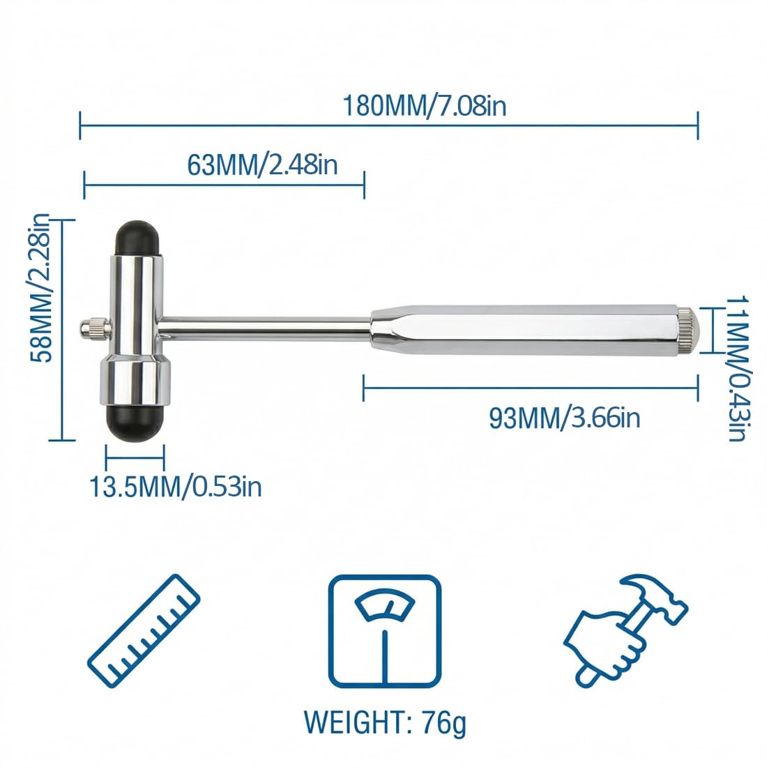 Martillo Neurológico,Martillo para Reflejos con Doble Cabeza, Instrumento de Diagnóstico Muscular y Neurológico para Profesionales y uso Doméstico